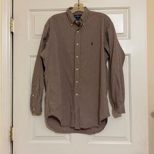 Vintage Polo Ralph Lauren Brown Checkered Button-Down Dress Shirt Blake Medium